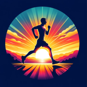 motivational poster with a runner at sunrise.