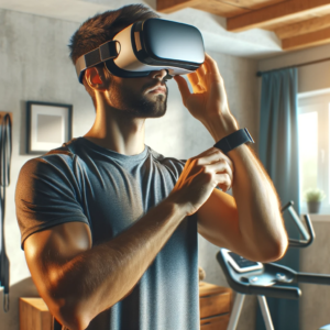 A-runner-adjusting-their-virtual-reality-headset-showcasing-ease-of-use-and-comfort
